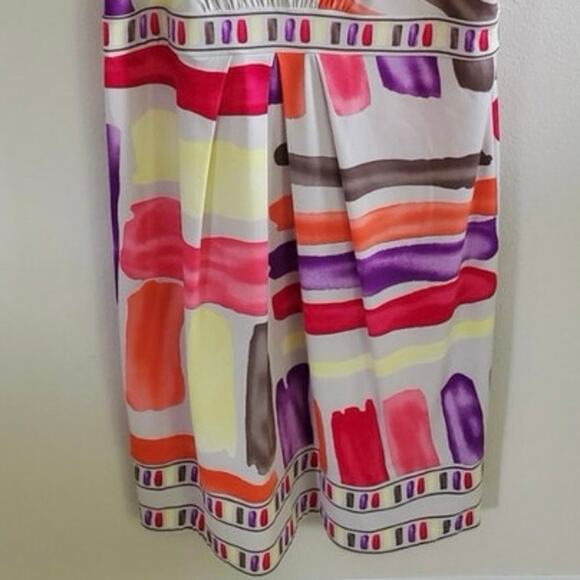 BCBG Max Azria Colorful Geranium Painted Brush Stroke Halter Top Size Large - Picture 5 of 6